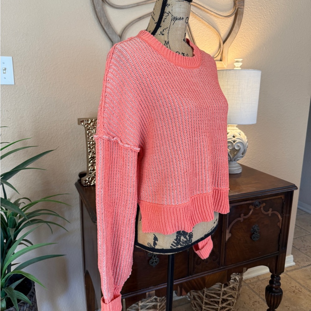 New In New Orange Oversized Ribbed Chenille Crewneck Sweater - Picture 3 of 16